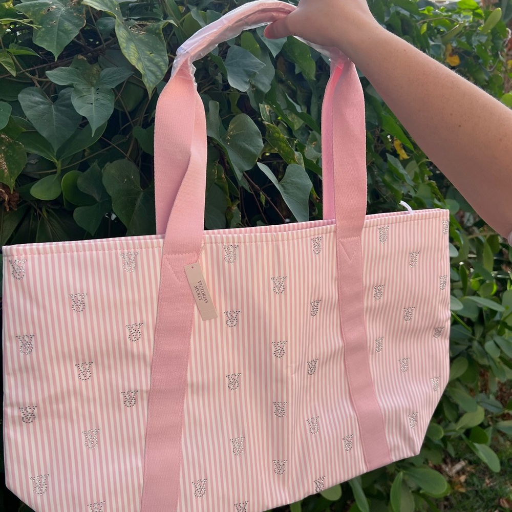 Victoria Secret Pink and White Striped Tote